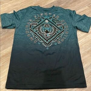 NWOT American Fighter youth tee - faded teal to black - size S